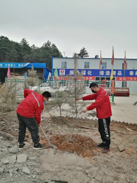 陜煤建設礦建二公司建莊項目部開展“植樹抗疫、青年先行”植樹活動