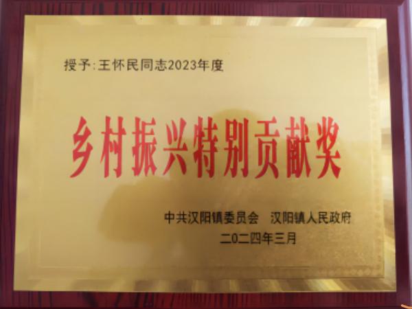 陜煤建設駐村工作隊獲得漢陰縣漢陽鎮(zhèn)“鄉(xiāng)村振興特別貢獻獎”