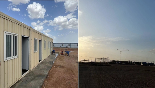 萬頃黃沙映壯志,樓閣巍巍矗風沙