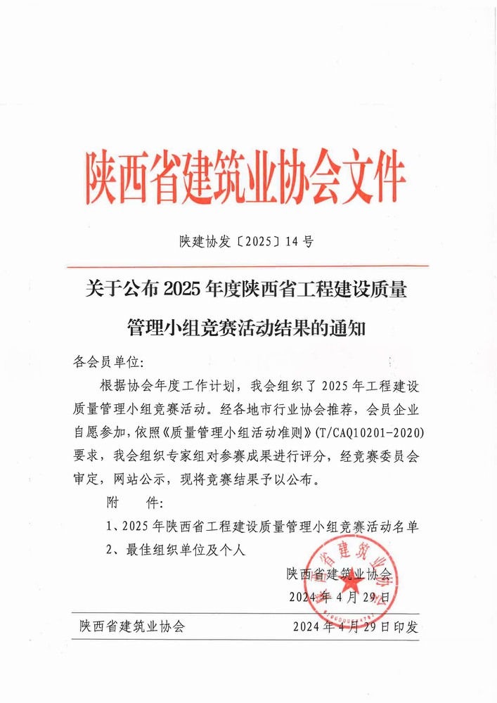 陜煤建設銅煤公司QC成果再添新獎